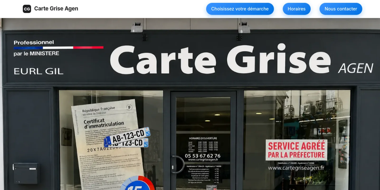 Site vitrine Carte Grise Agen - agence agréée d'immatriculation et plaques à Agen